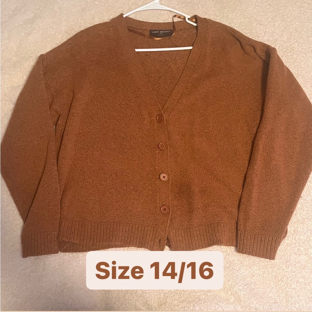 Lane Bryant Sweater Cardigan Brown 14/16